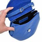 Sac vintage Orphelia en cuir bleu à bandoulière – Fabriqué en Italie