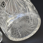 Carafe à liqueur ancienne verre avec bouchon diamant taillé cristal monture argent