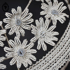 Couronne florale ange perles blanches objet de curiosité mortuaire ancienne 1900 H 76 cm
