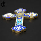 Croix en micro mosaïque de Roma Italienne photo verre H 10,5 cm ancienne