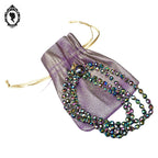 Élégant collier en cristal aurore boréale noir 2 rangs bijou ancien vintage