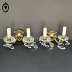 Elégante paire d’appliques en bronze doré pampilles baroque 2 lumières vintage