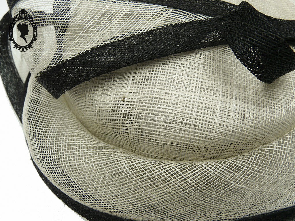 Chic Chapeau femme cérémonie beige noir Joa Nell en sisal NEUF Taille S Vintage