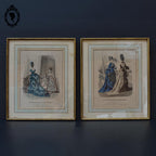 Lot 2 cadres le journal des Dames mode robes anciennes eaux fortes H 40 cm
