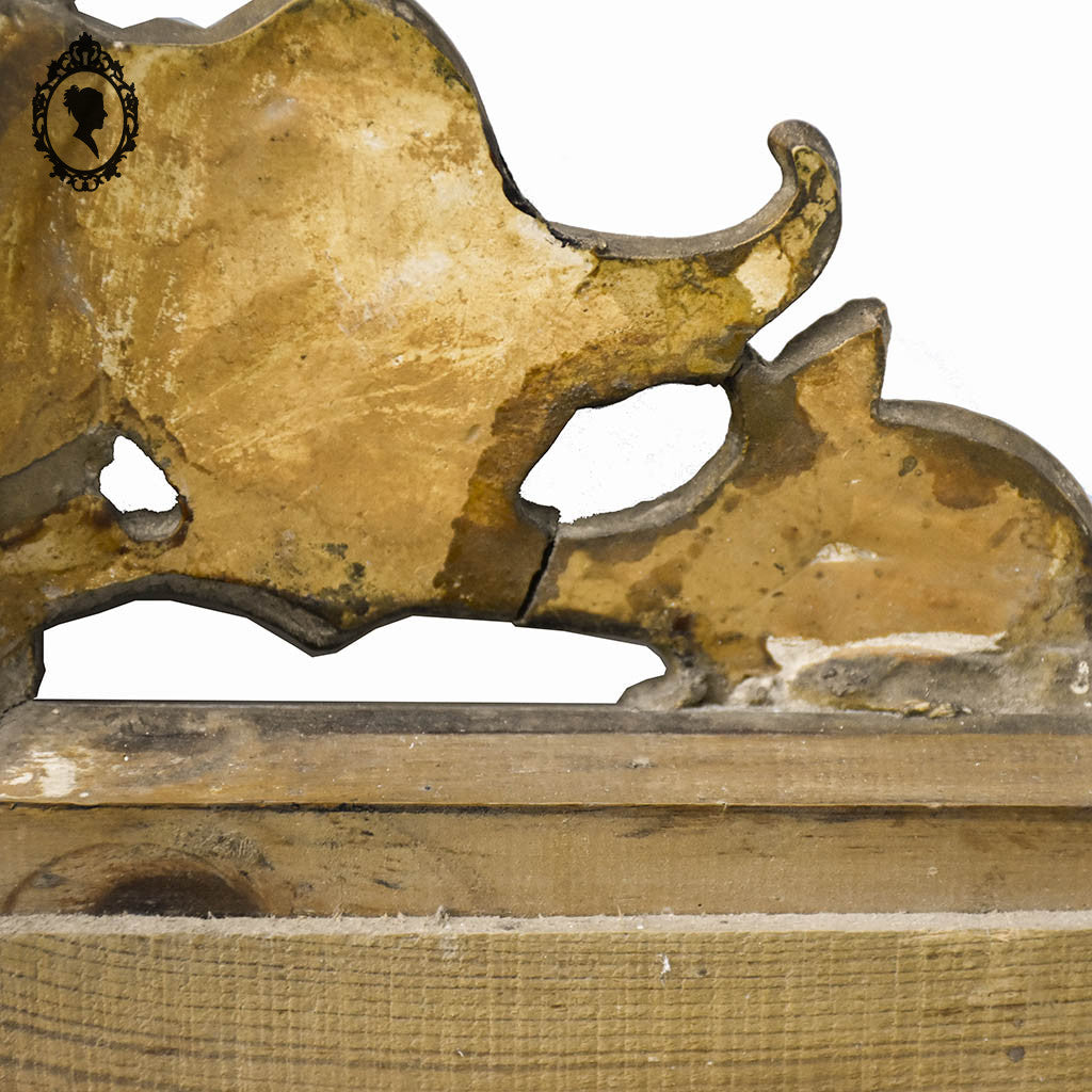 Miroir ancien avec fronton chimère phénix doré style Régence ou Napoléon 3 H 60 cm