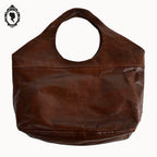 Sac cabas cuir cognac marron devant tressé vintage