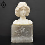 Statue tête buste femme en pierre beige et grise H 20 cm vintage