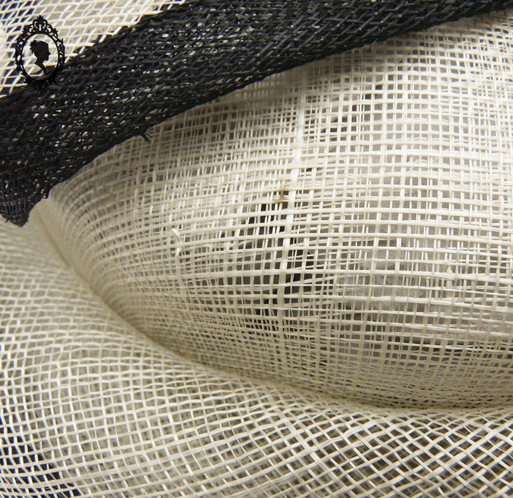 Chic Chapeau femme cérémonie beige noir Joa Nell en sisal NEUF Taille S Vintage