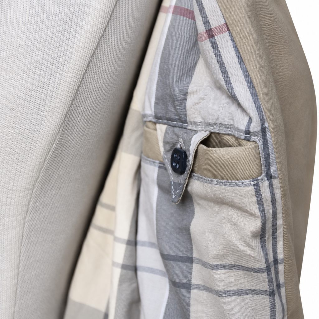 Barbour Tay Tranch beige à doublure tartan – taille 40/42
