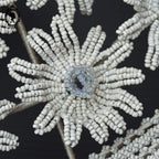 Couronne florale ange perles blanches objet de curiosité mortuaire ancienne 1900 H 76 cm