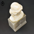 Statue tête buste femme en pierre beige et grise H 20 cm vintage