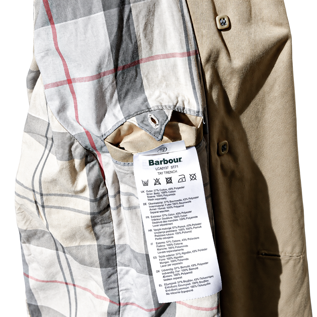 Barbour Tay Tranch beige à doublure tartan – taille 40/42