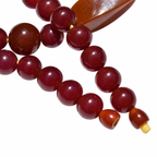 Sautoir perles en bakélite bordeaux et caramel – Art déco, 79,5 cm ancien vintage