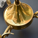 Lustre plafonnier bronze chimères 3 lumières 3 roses pâte de verre blanc doré ancien