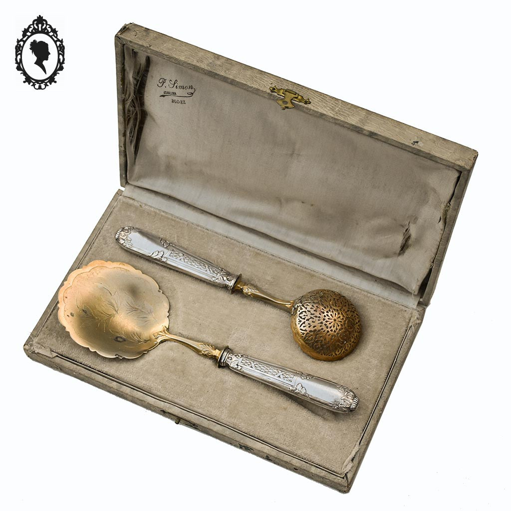 Service de couverts à fraise argent fourré vermeil doré ancien
