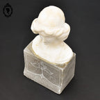 Statue tête buste femme en pierre beige et grise H 20 cm vintage