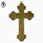 Croix en micro mosaïque de Roma Italienne photo verre H 10,5 cm ancienne