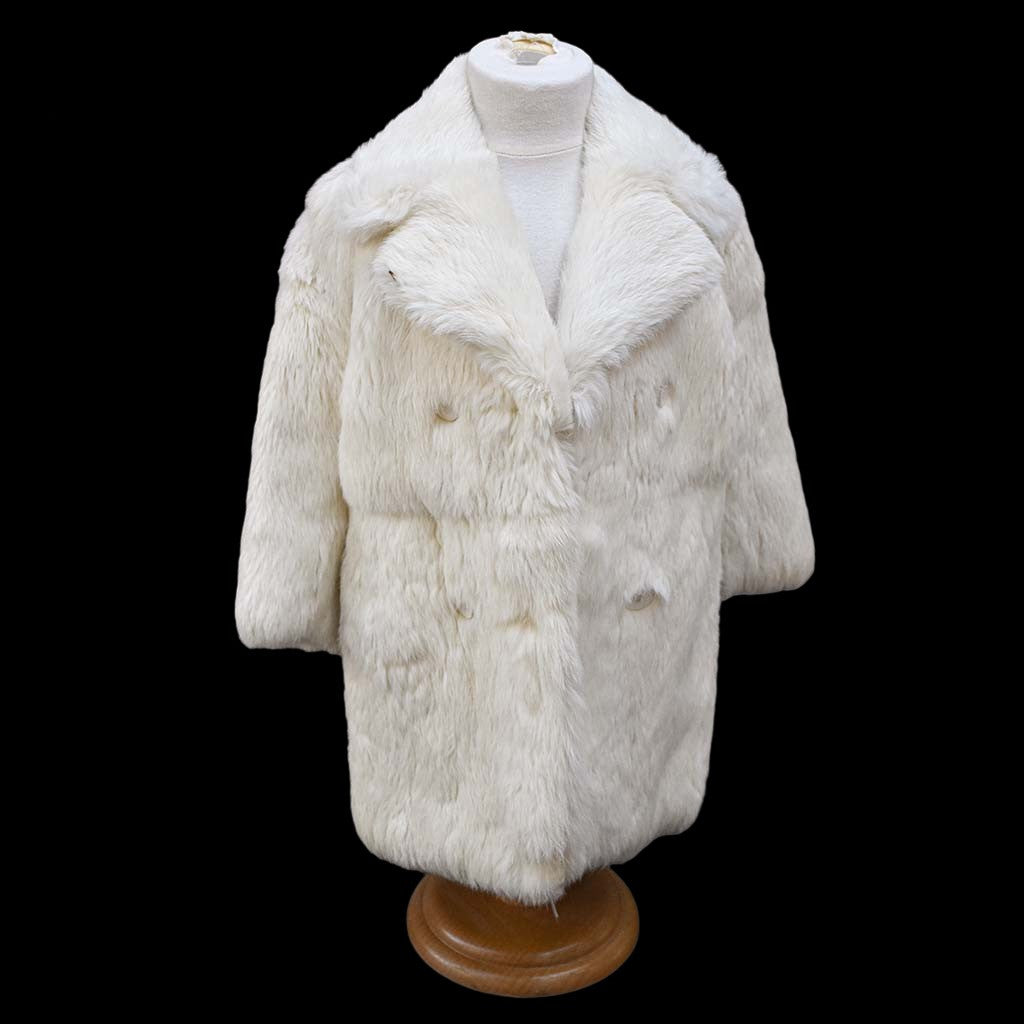 Manteau fourrure en lapin blanc enfant collection vintage ancien