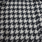 Manteau long femme laine pied-de-poule noir blanc col véritable fourrure T 52 54 vintage