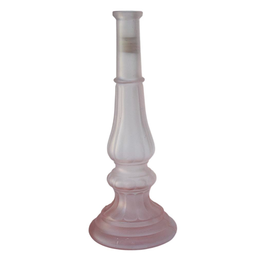 Bougeoir en verre opaque rose pâle – Fabrication italienne vintage 30 cm