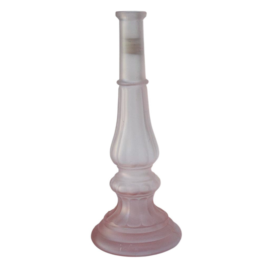 Bougeoir en verre opaque rose pâle – Fabrication italienne vintage 30 cm