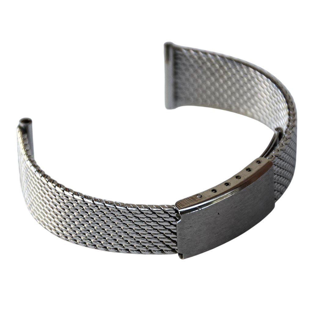 Bracelet de montre maille métallique argenté stainless steel vintage neuf attache 18 mm