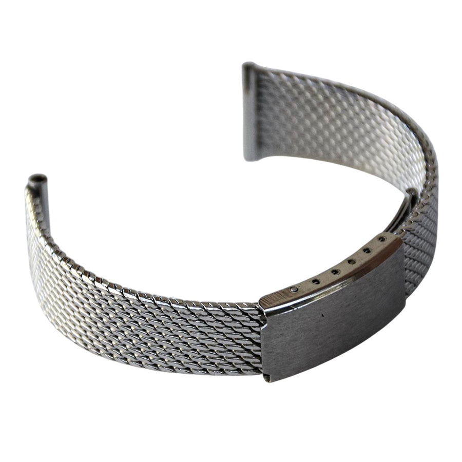 Bracelet de montre maille métallique argenté stainless steel vintage neuf attache 18 mm