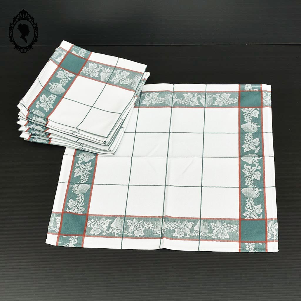 Lot 12 serviettes de table ou petits torchons à grands carreaux vert rouge blanc frise vintage Neuf