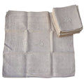 Lot 10 serviettes anciennes en damassé fleuri beige – Monogramme JA