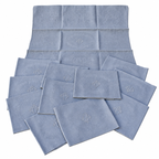 Lot de 12 grandes serviettes anciennes damassées teintes grise bleuté, monogramme brodé – 60 × 75 cm