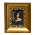 Petit cadre doré à la feuille d’or – Portrait de femme – 15,2 × 13,2 cm