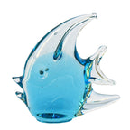 Poisson décoratif en verre bleu turquoise et transparent H 10 cm