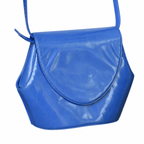 Sac vintage Orphelia en cuir bleu à bandoulière – Fabriqué en Italie