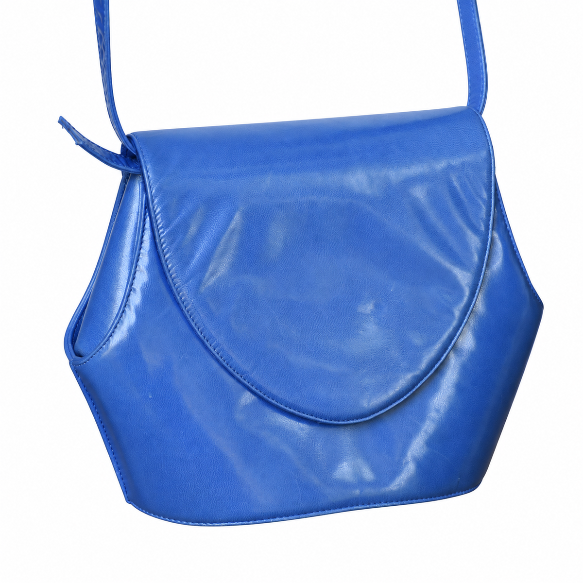 Sac vintage Orphelia en cuir bleu à bandoulière – Fabriqué en Italie