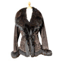 Superbe veste Oakwood en daim cuir marron et fourrure cintrée et ceinturée taille S