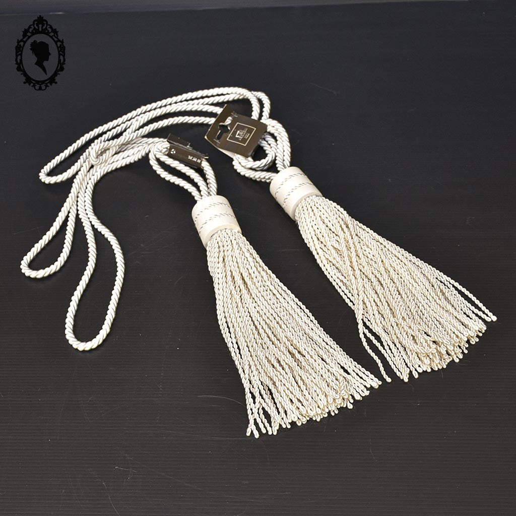 2 grosses embrasses pompons gland de clé cordon beige passementerie pour rideau style Houles neuf
