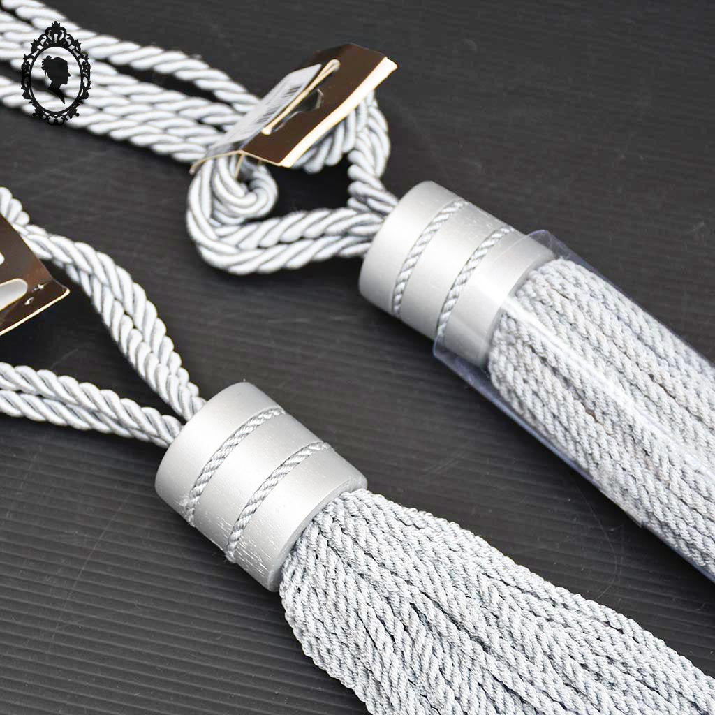 2 grosses embrasses pompon gland de clé cordon gris passementerie pour rideau style Houles neuf
