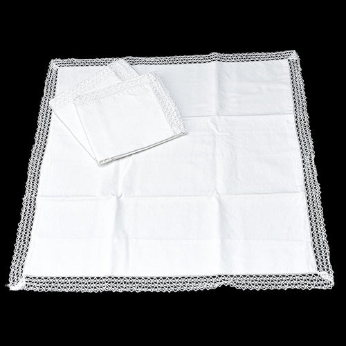 3 taies d’oreiller blanches pourtour dentelle crochet 63 x 60 anciennes