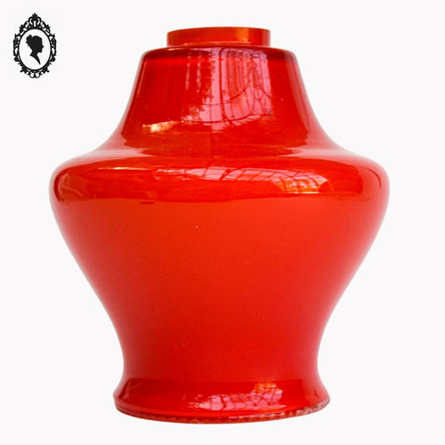 Abat jour tulipe globe rond en verre opaline rouge vintage année 70