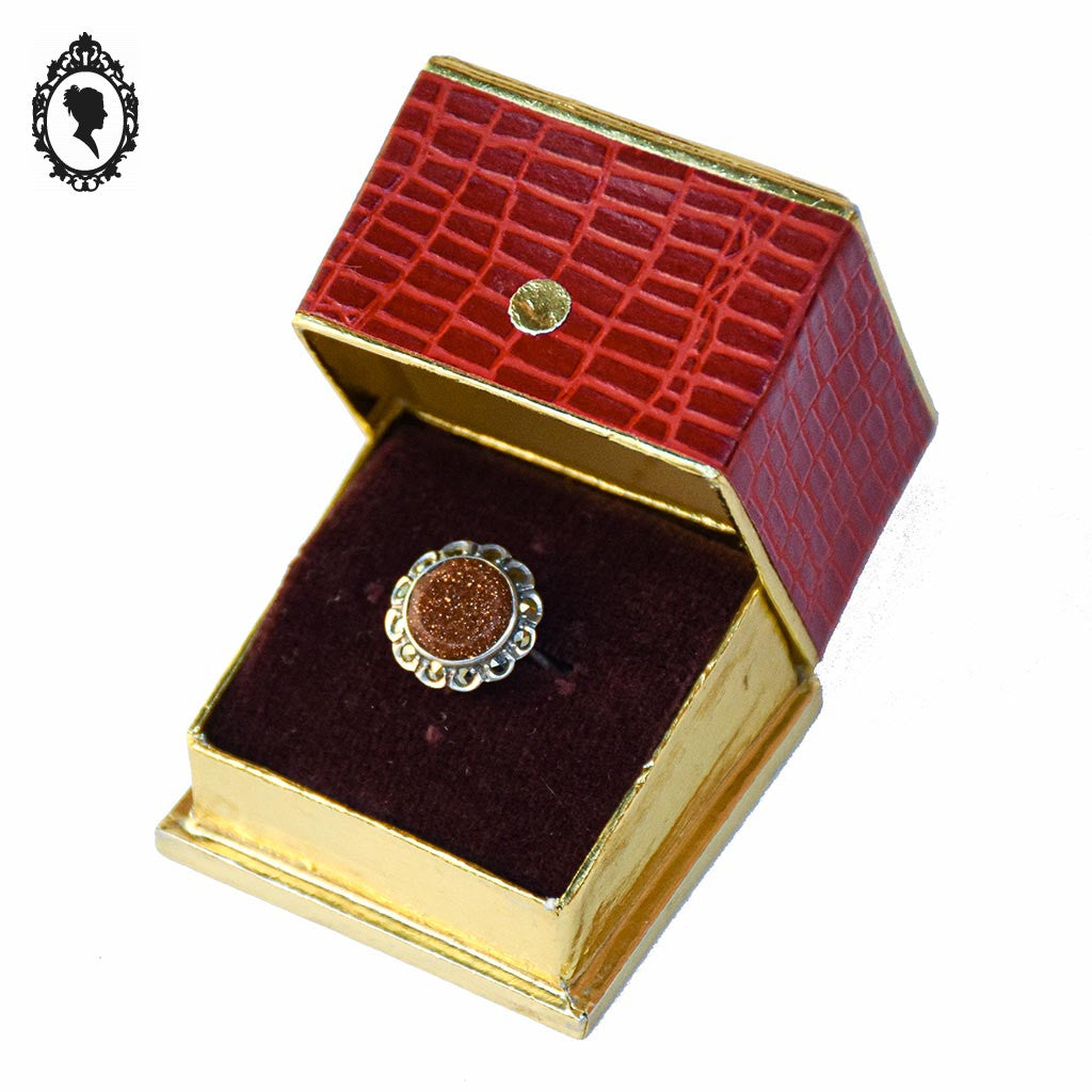 Bague argent pierre orange gold stone marcassites T 54 ancienne vintage