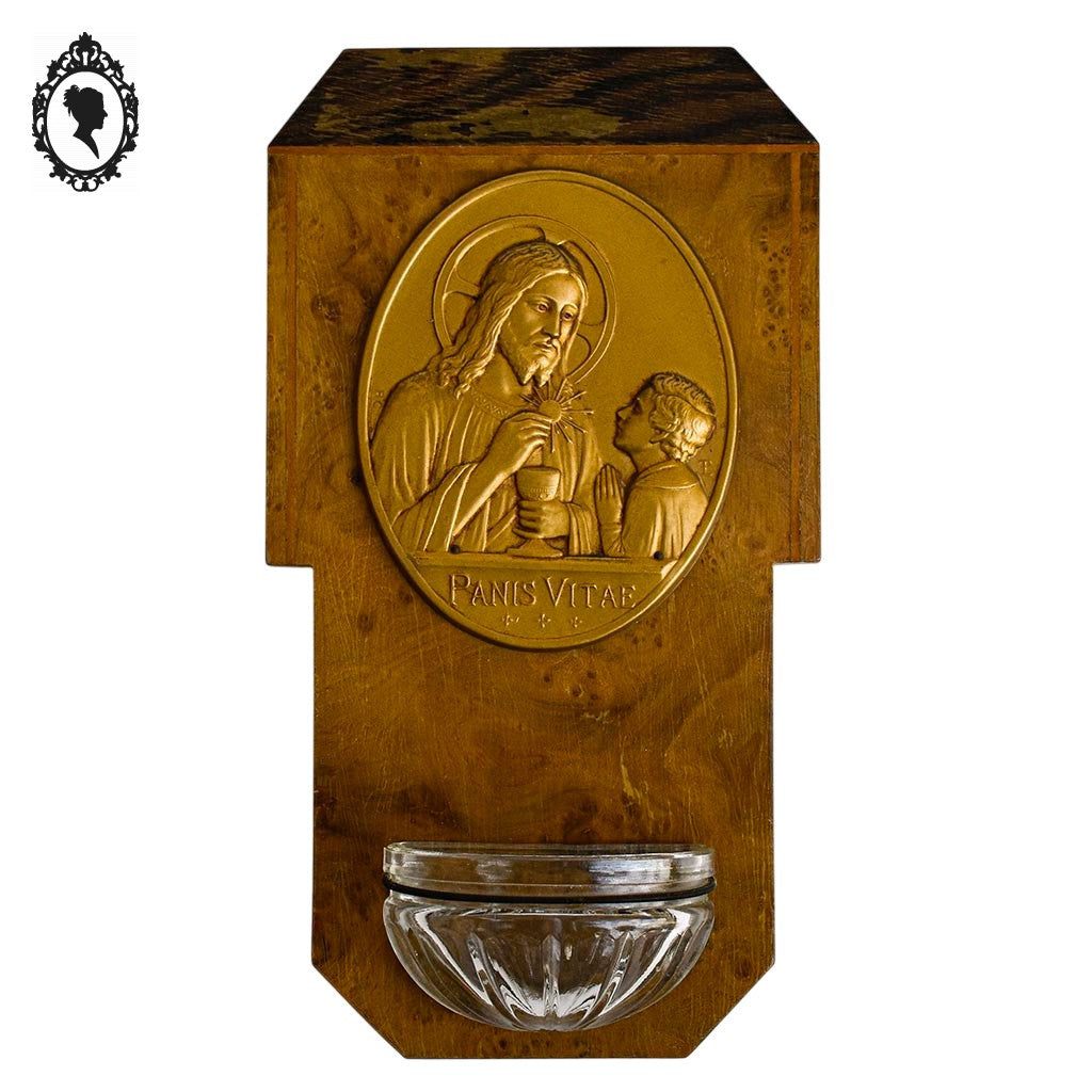Bénitier christ Panis Vitaé en bois vintage