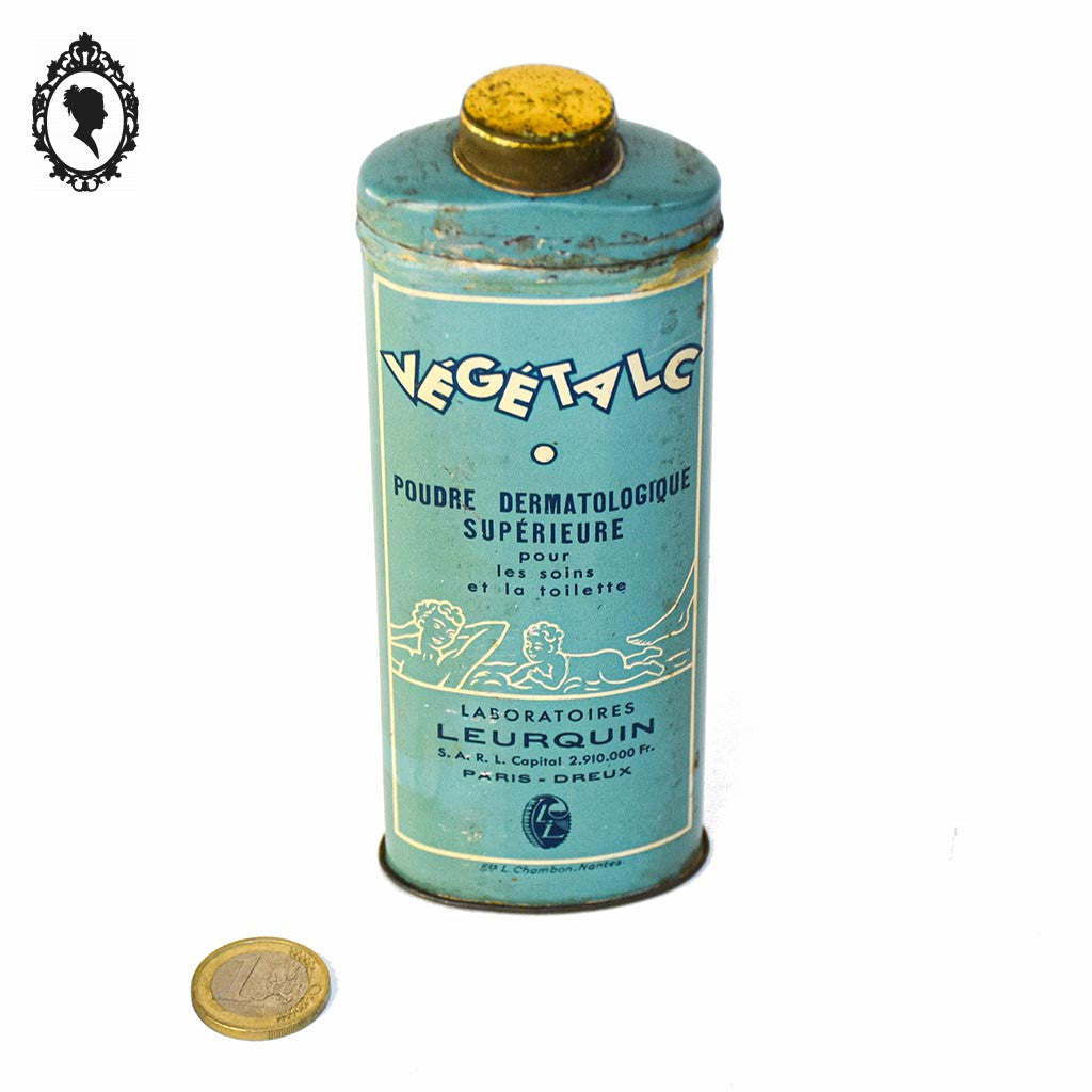 Boite de collection Végétalc Leurquin poudre talc en fer vintage ancien objet collection