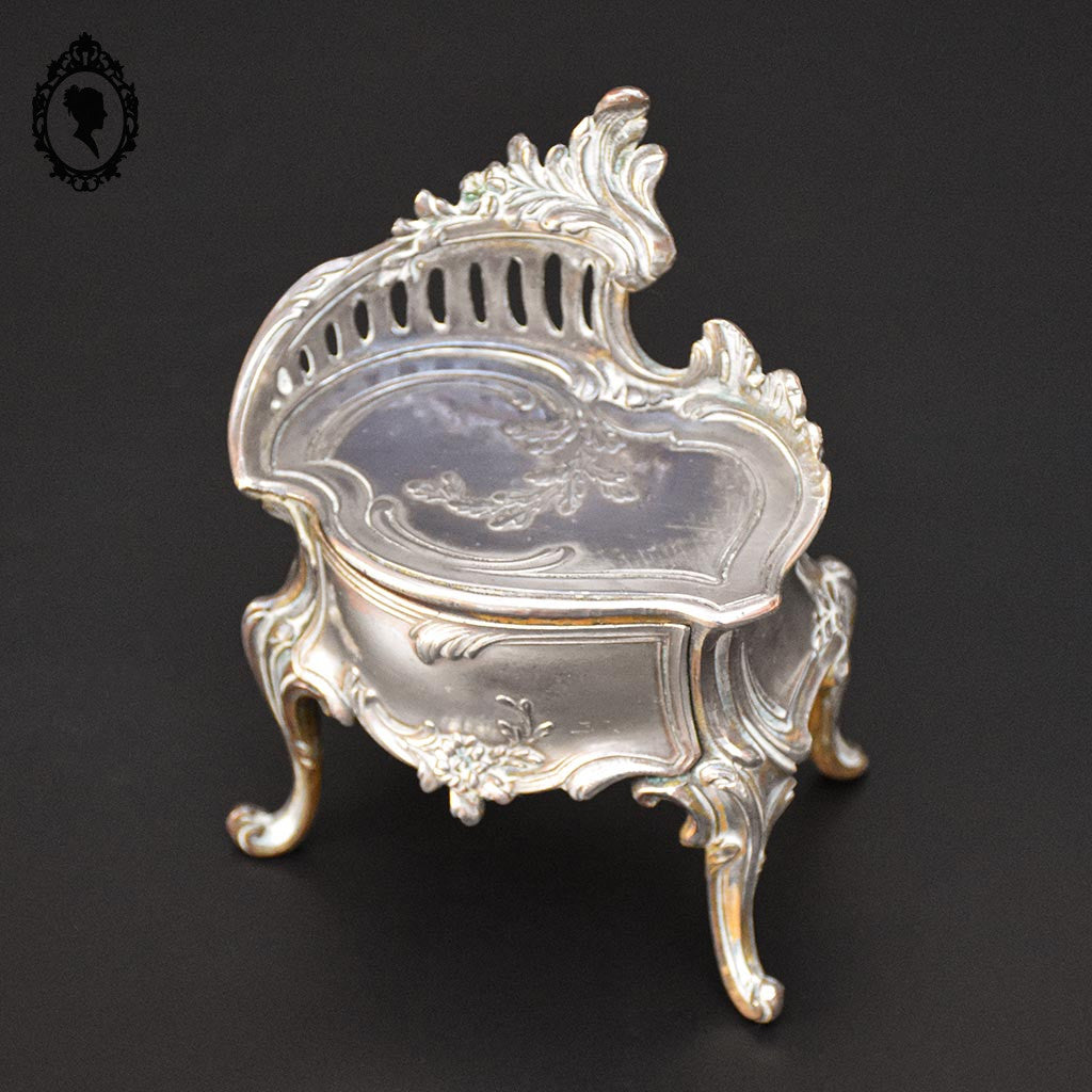 Boite ou coffret à bijoux métal argenté forme commode 1 tiroir ancienne