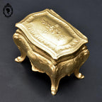 Boite ou coffret à bijoux métal forme commode bombée dorée ancienne