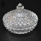 Bonbonnière en cristal blanc taillée H 11 cm vintage