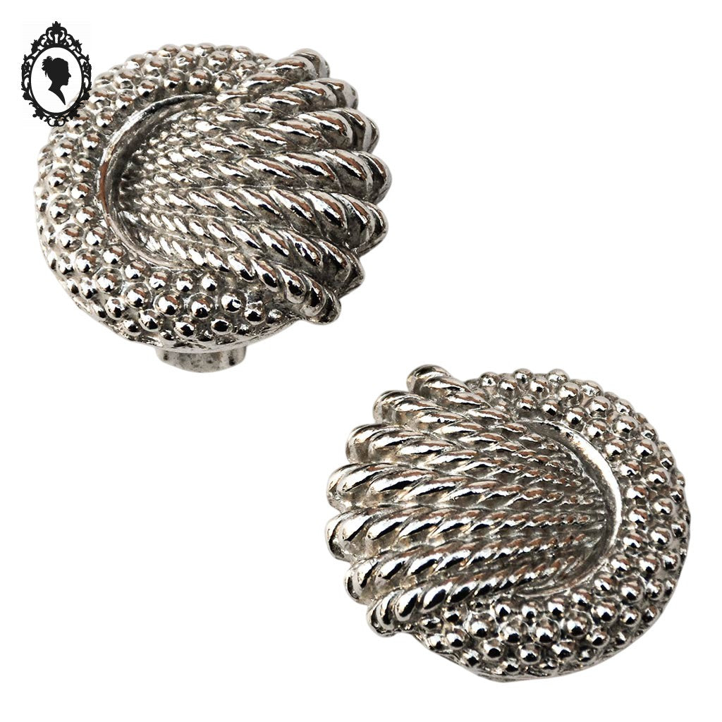 Boucles d’oreilles métal gris croissant de lune vintage