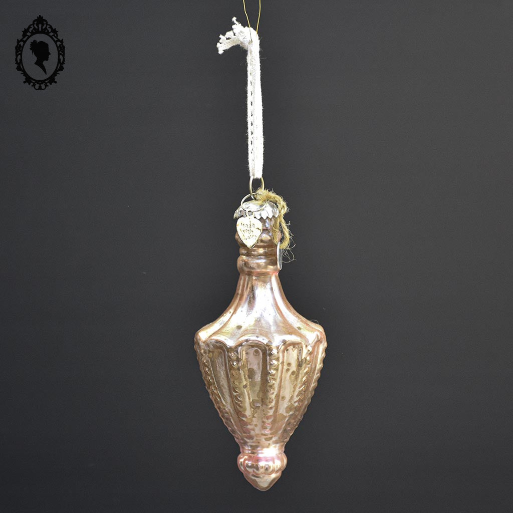 Boule de noël en verre argent mercurisé rose Braxton shabby chic