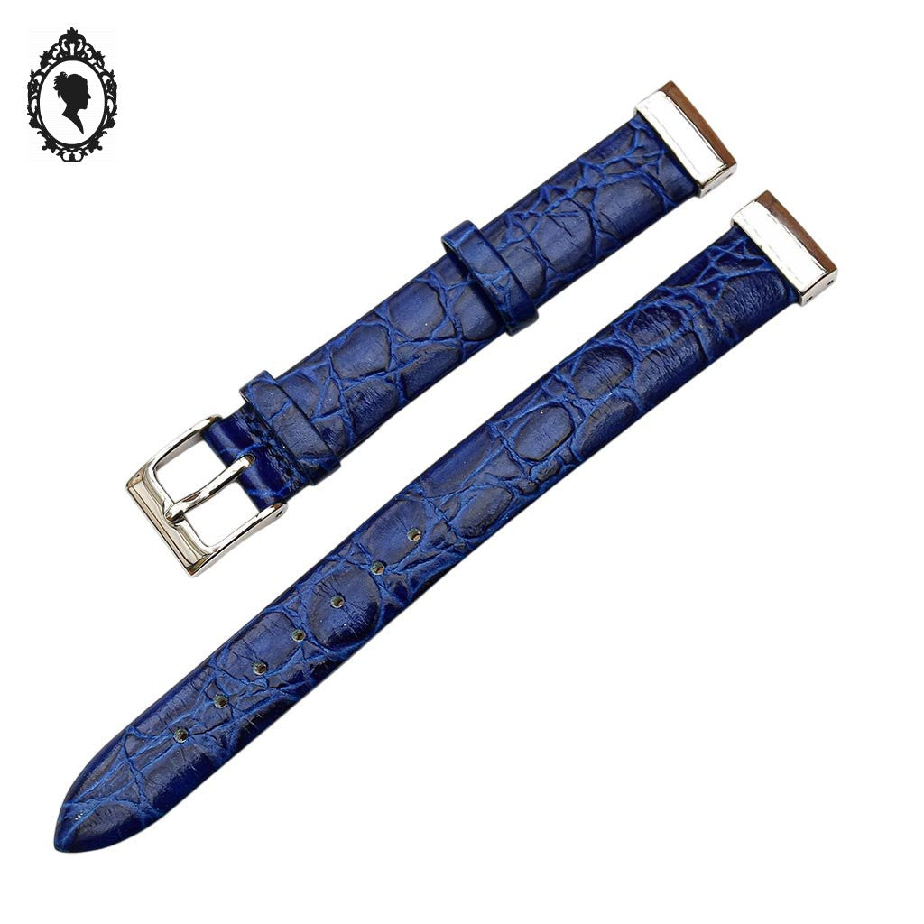 Bracelet de montre bleu femme cuir croco 12 mm ML Genuine leather vintage neuf