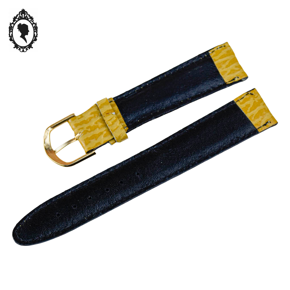 Bracelet de montre jaune moutarde femme cuir 17 mm vintage neuf