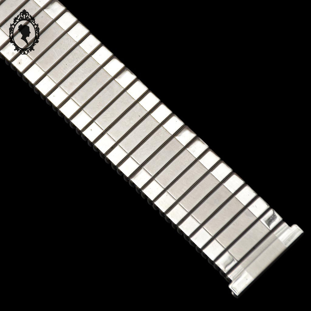 Bracelet de montre métal gris acier inoxydable extensible 18 mm vintage neuf